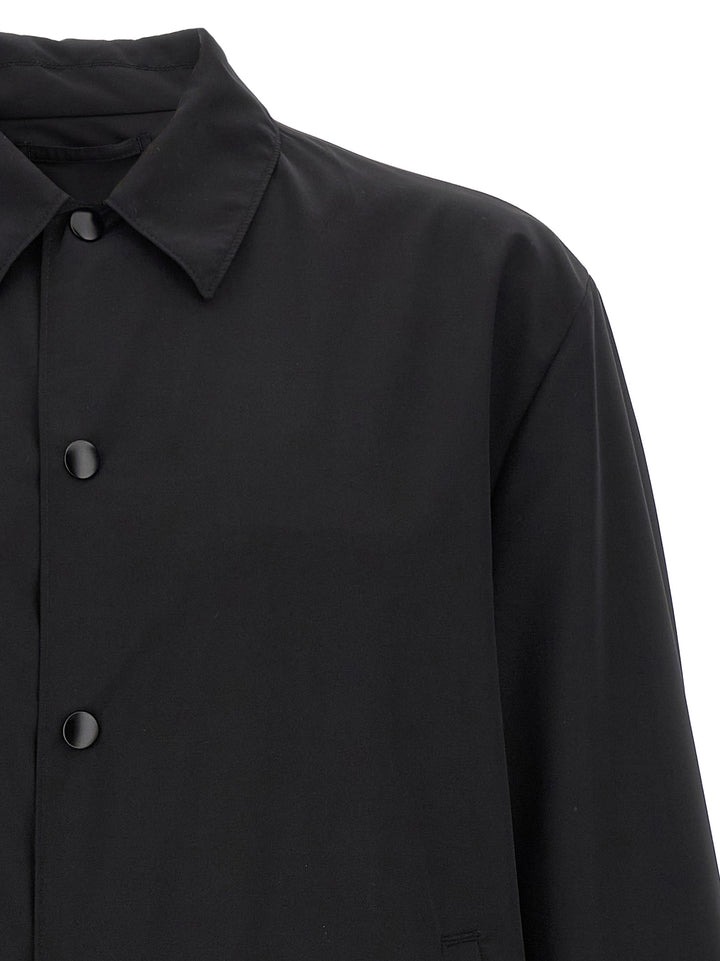 Prada Black Virgin Wool Full-Length Jacket