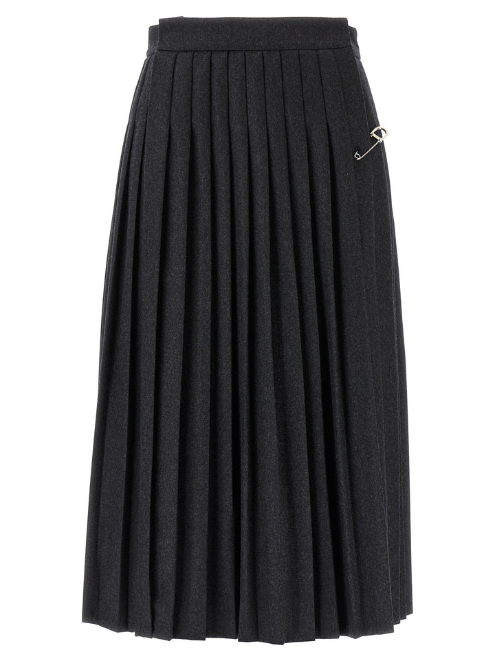 Prada Gray Virgin Wool Midi Skirt