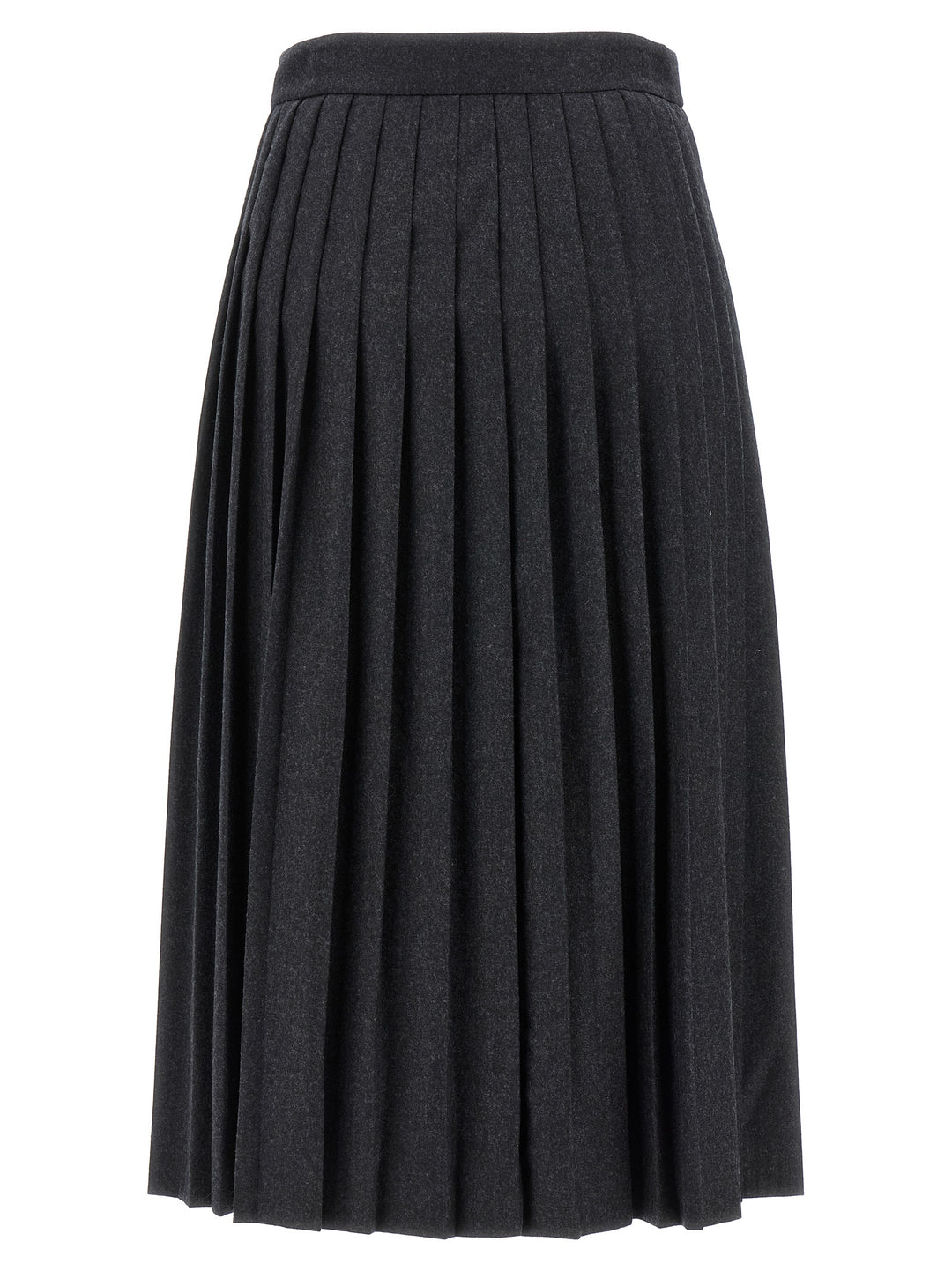 Prada Gray Virgin Wool Midi Skirt