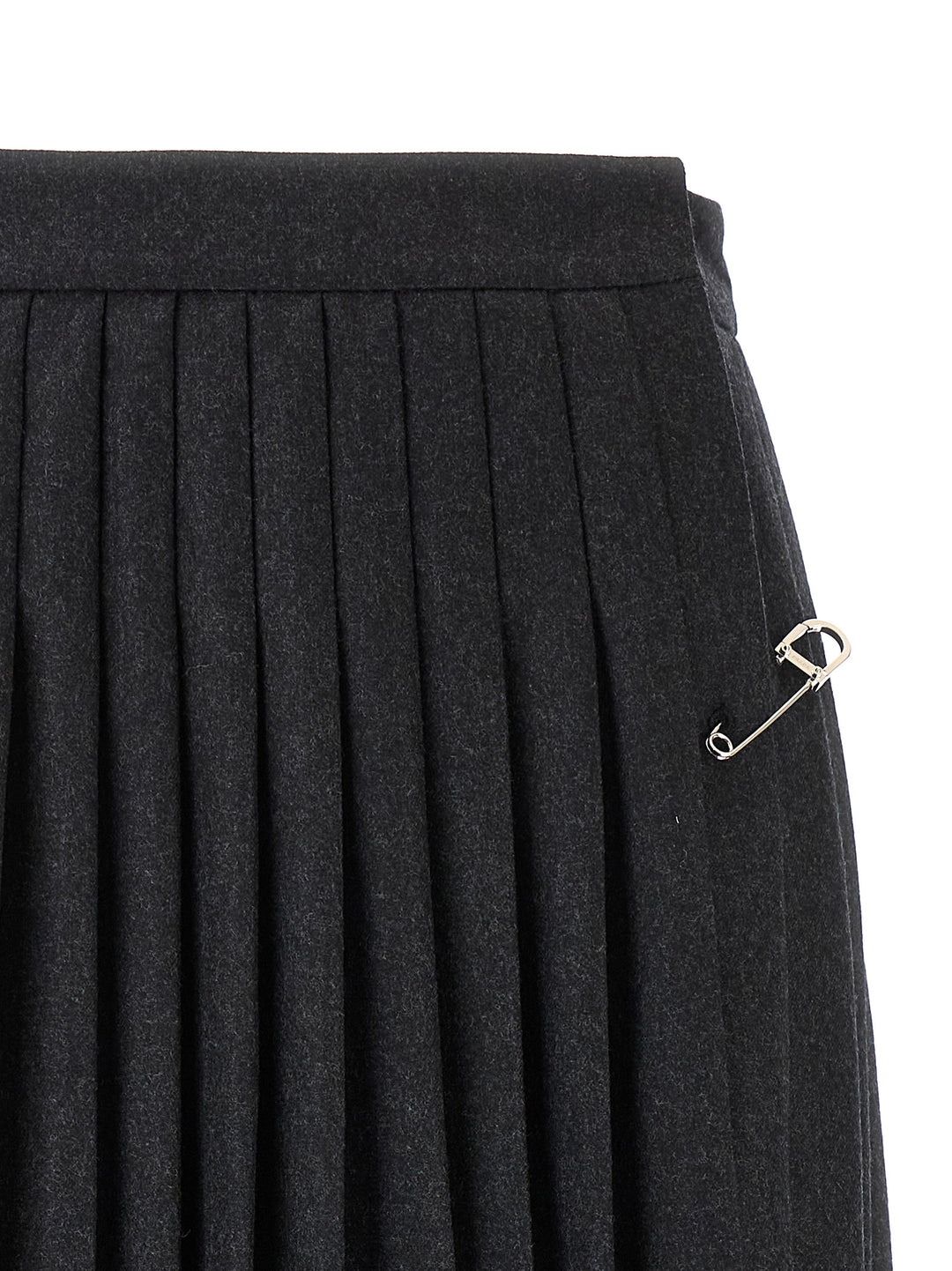 Prada Gray Virgin Wool Midi Skirt