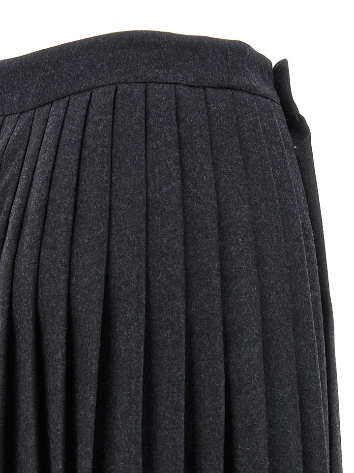 Prada Gray Virgin Wool Midi Skirt