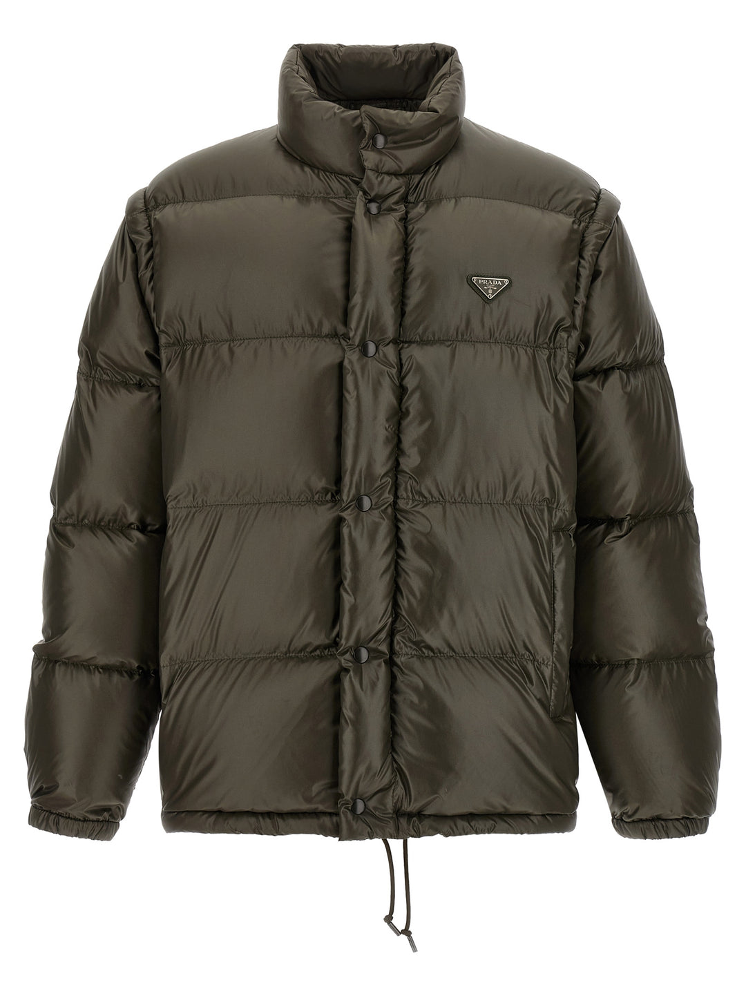 Prada Gray Recycled Polyamide Full-Length Jacket