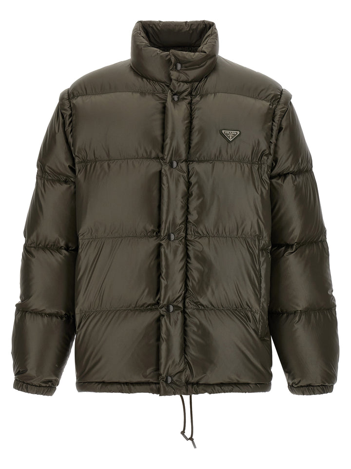 Prada Gray Recycled Polyamide Full-Length Jacket