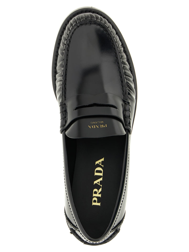 Prada Black Calfskin Slip-On Loafers