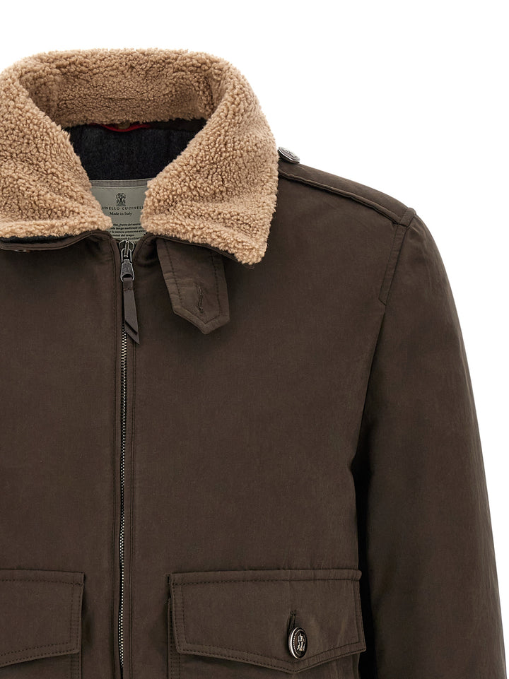 Brunello Cucinelli Brown Cotton Bomber