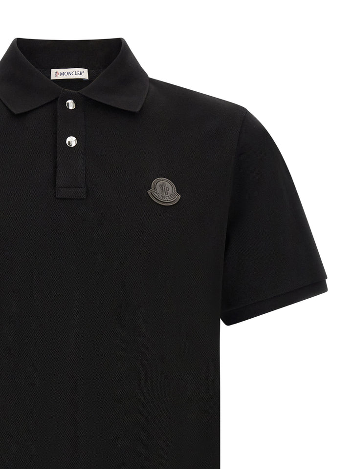 Moncler Black Leather Polo Shirt