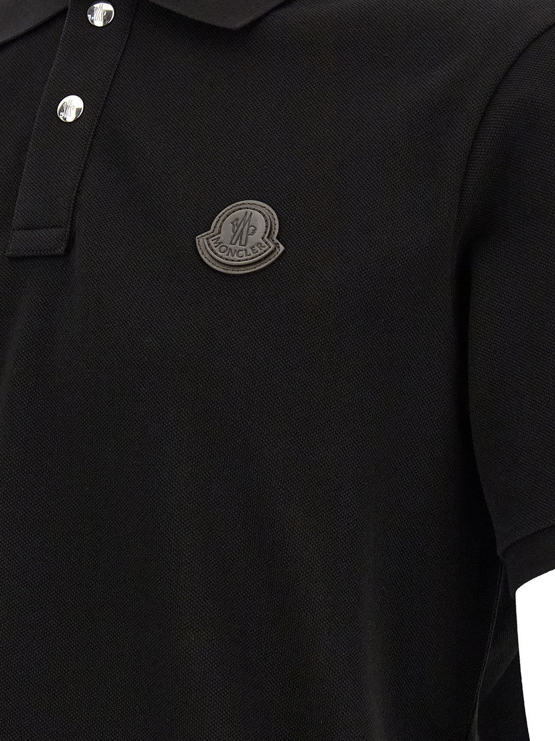 Moncler Black Leather Polo Shirt