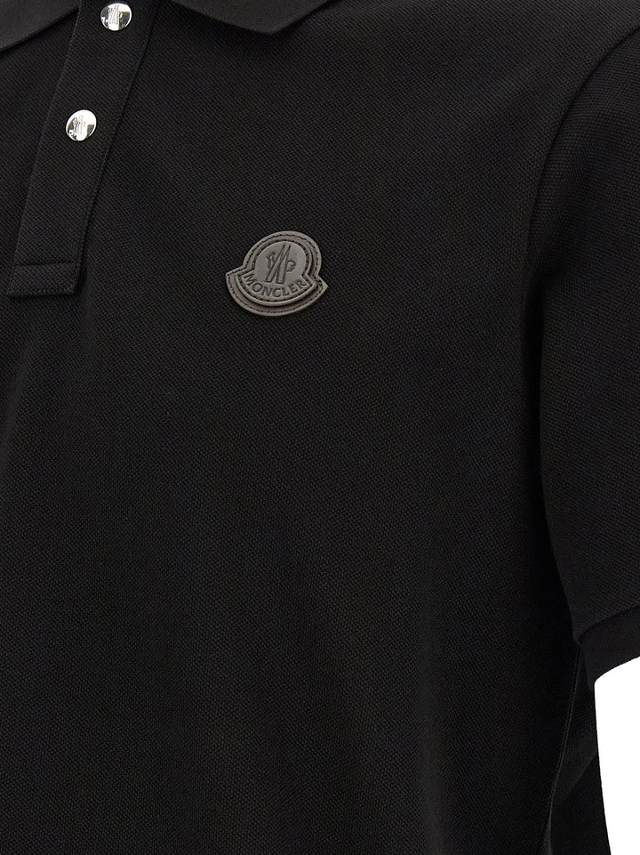 Moncler Black Leather Polo Shirt