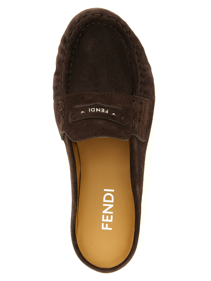 Fendi Brown Calfskin Slip-On Loafers