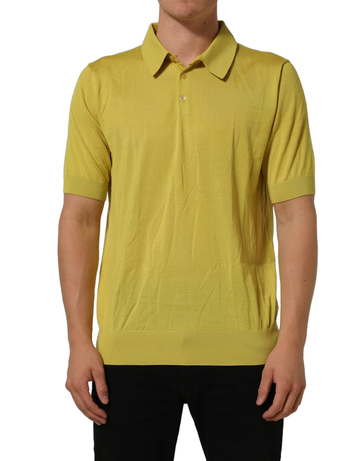 Dolce & Gabbana Yellow Cashmere Short Sleeves Polo T-shirt