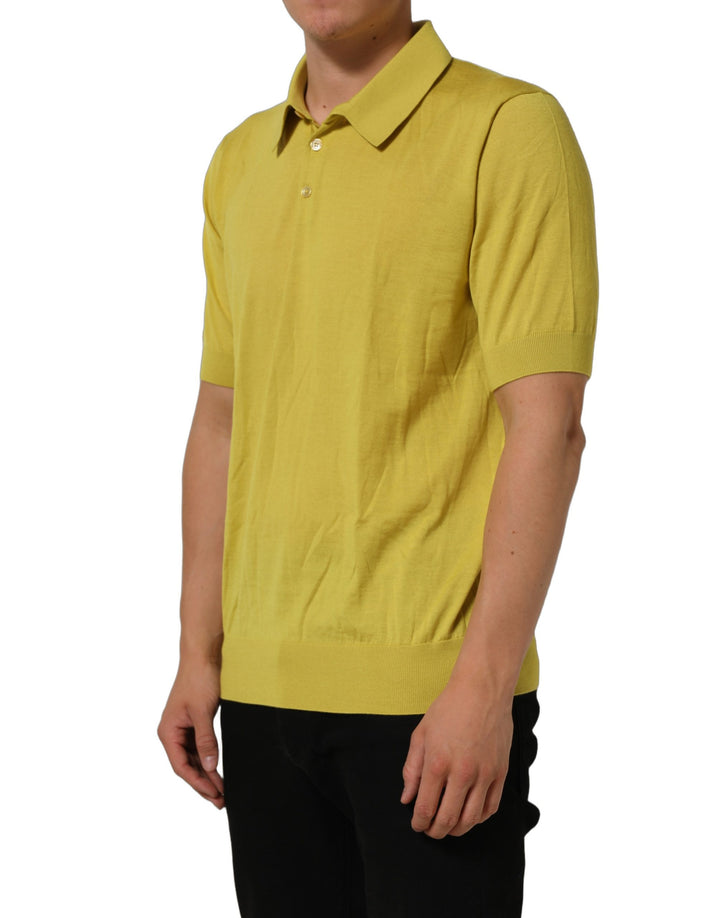 Dolce & Gabbana Yellow Cashmere Short Sleeves Polo T-shirt