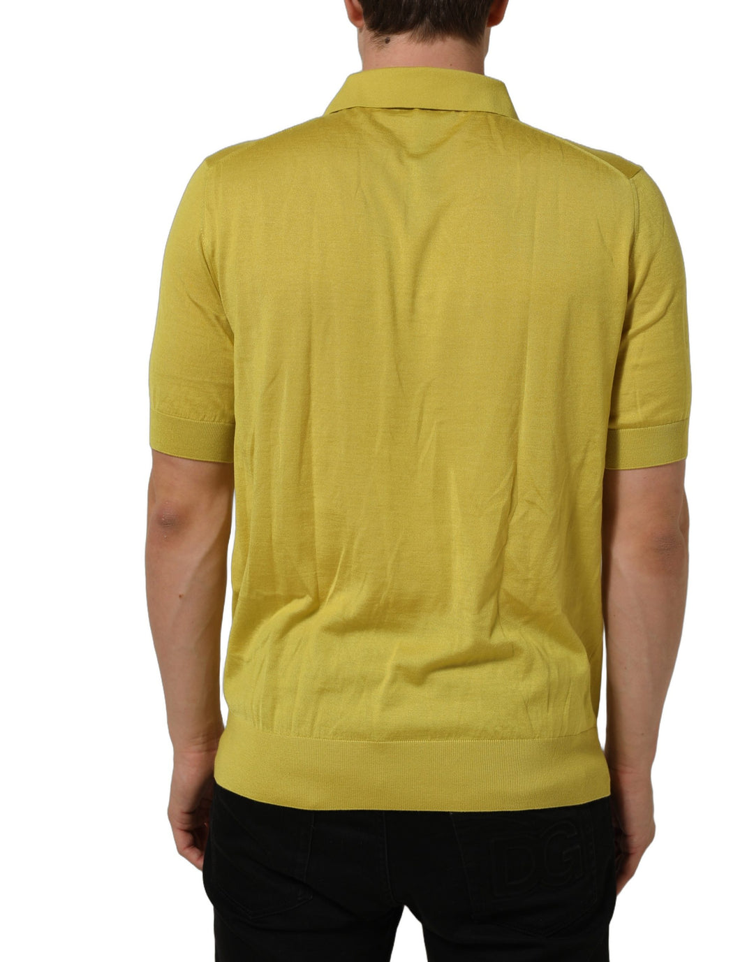 Dolce & Gabbana Yellow Cashmere Short Sleeves Polo T-shirt