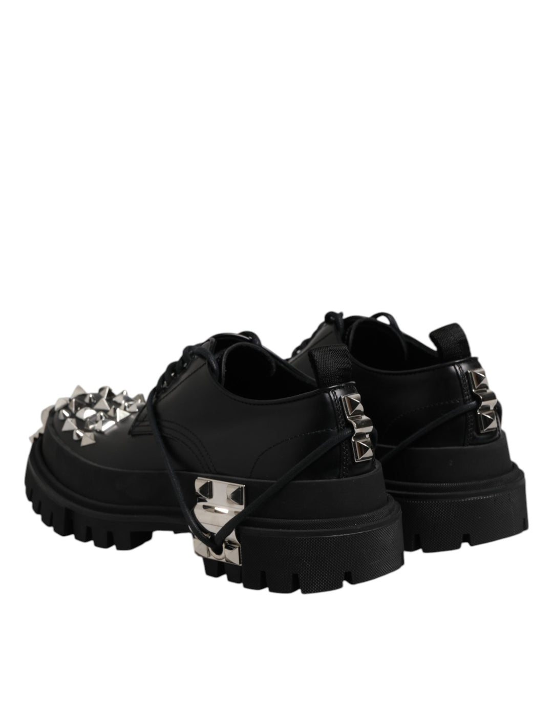 Dolce & Gabbana Black Studded Leather Hi-Trekking Derby Men Shoes