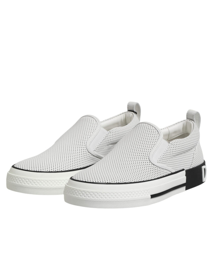 Dolce & Gabbana White Perforated Custom 2.Zero Sneakers Shoes