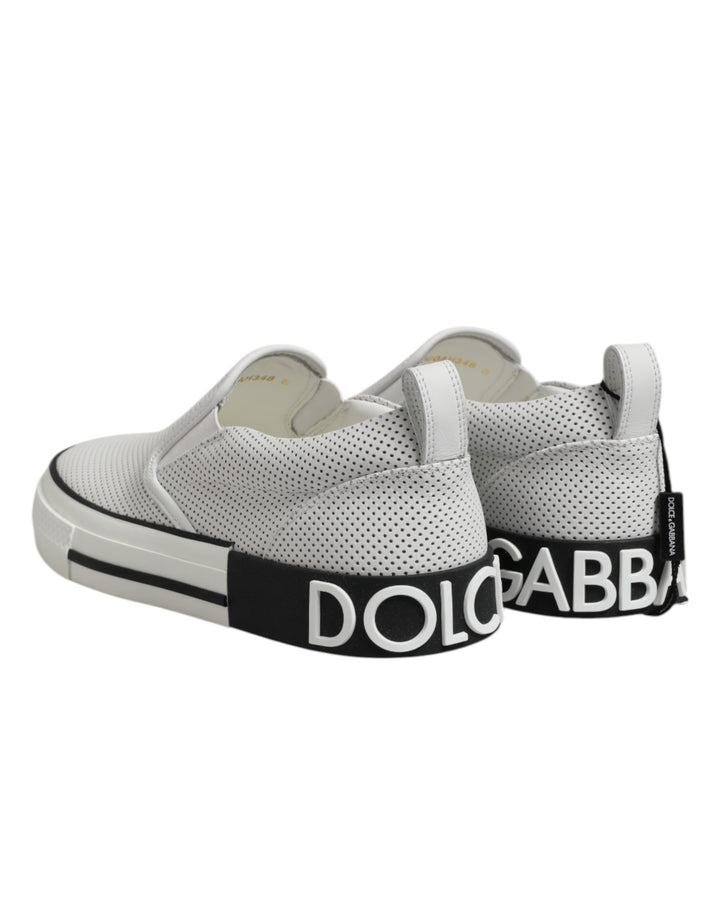 Dolce & Gabbana White Perforated Custom 2.Zero Sneakers Shoes