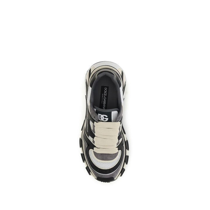 Dolce & Gabbana Gray Calf Leather Bos Taurus Chunky Sneakers