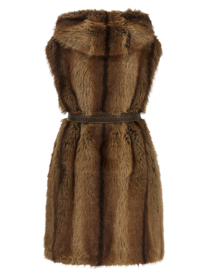 PINKO Brown Polyester Sleeveless Jacket