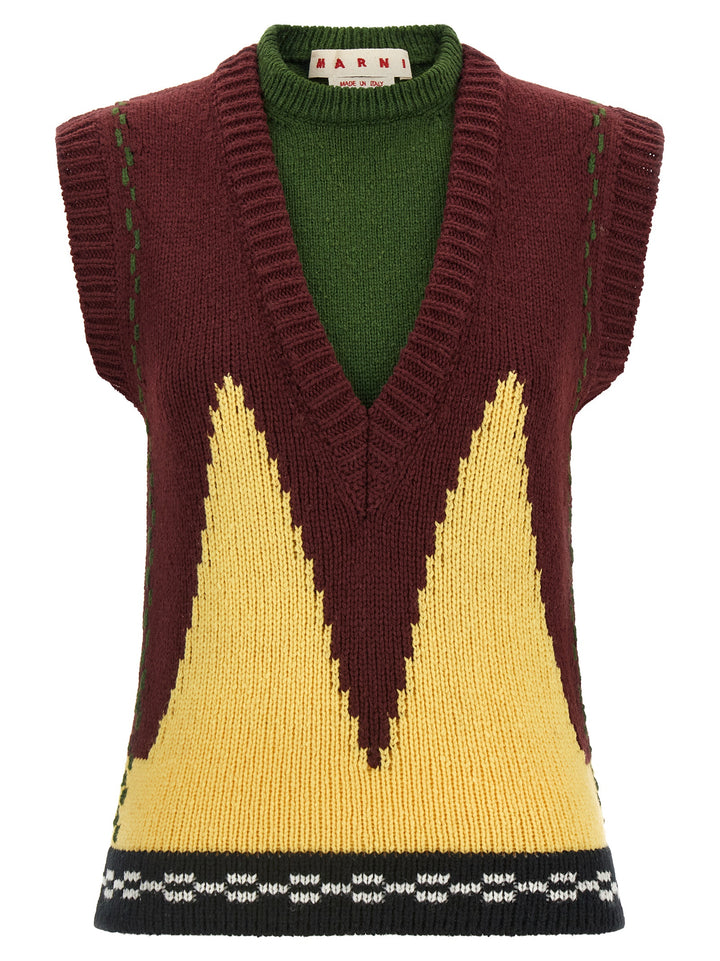 Marni Bordeaux Wool Sleeveless Jacket