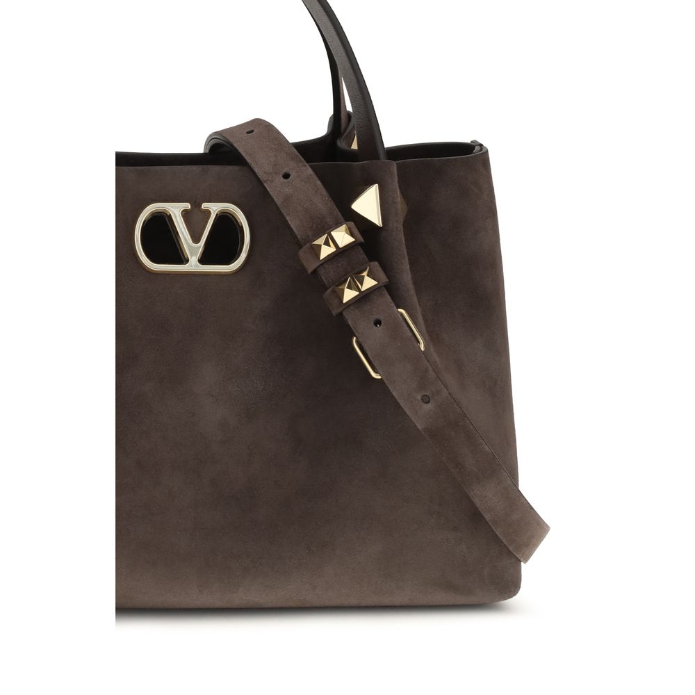 Valentino Garavani Brown Calf Leather Bos Taurus Shoulder Bag