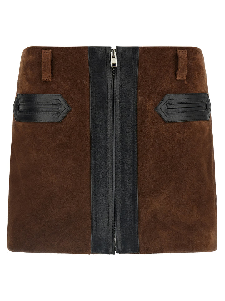 Marni Brown Calfskin Long Skirt
