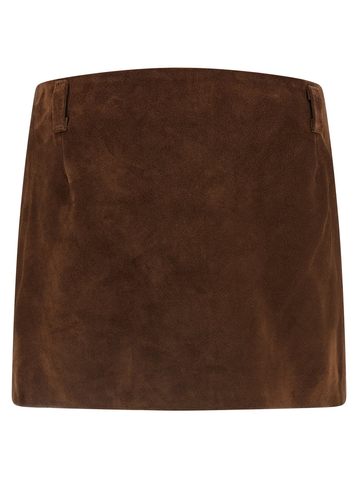 Marni Brown Calfskin Long Skirt