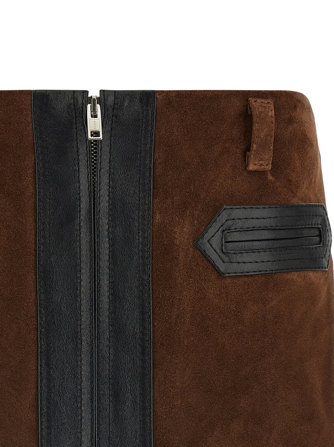 Marni Brown Calfskin Long Skirt