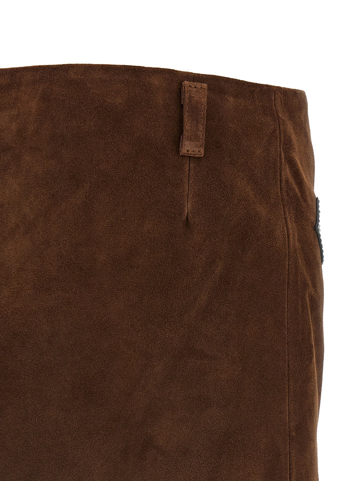 Marni Brown Calfskin Long Skirt