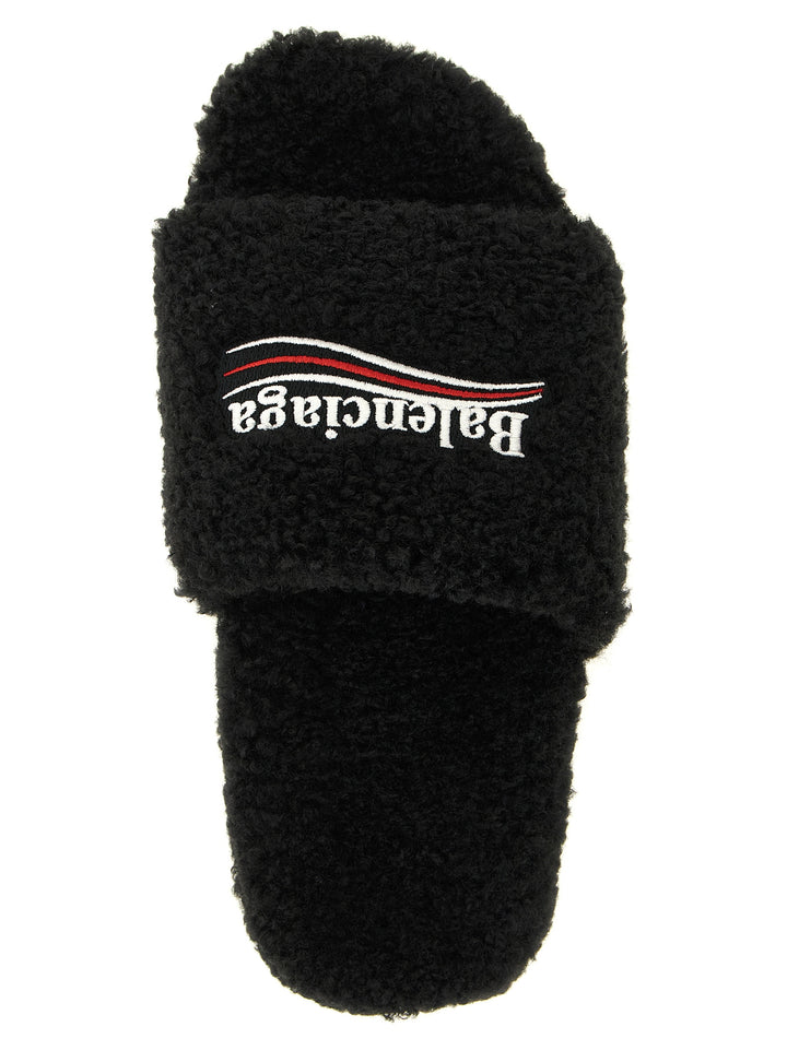 Balenciaga Black Polyester Slides