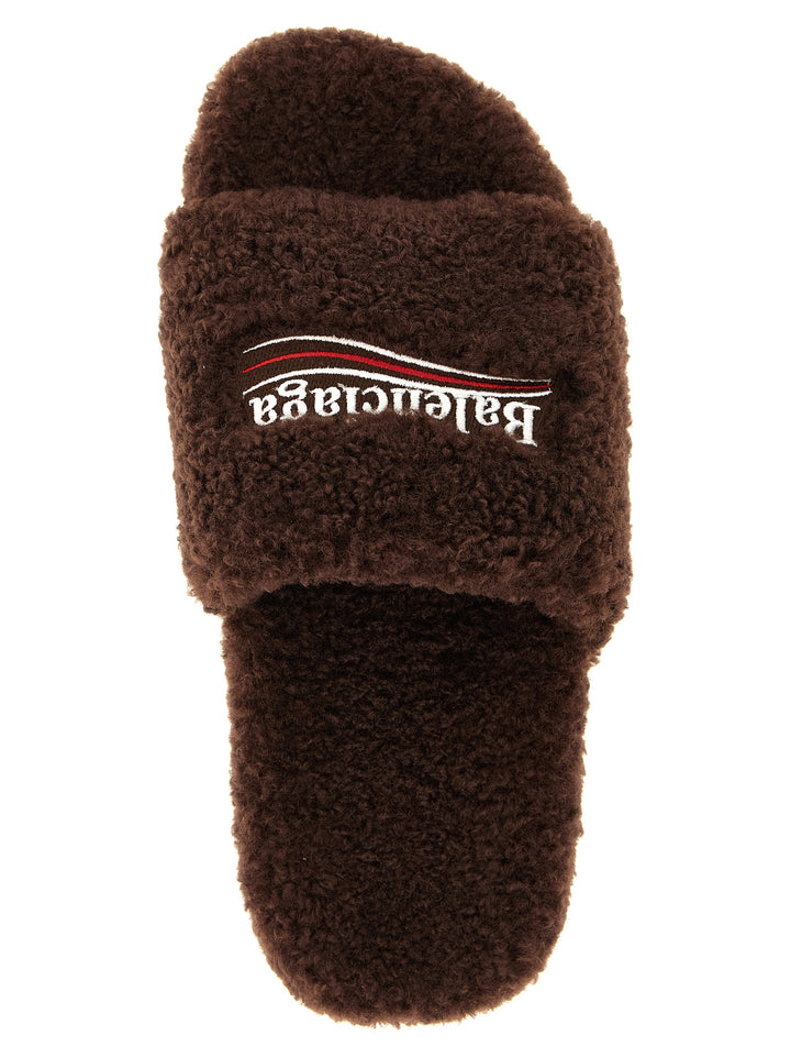 Balenciaga Brown Polyester Slides