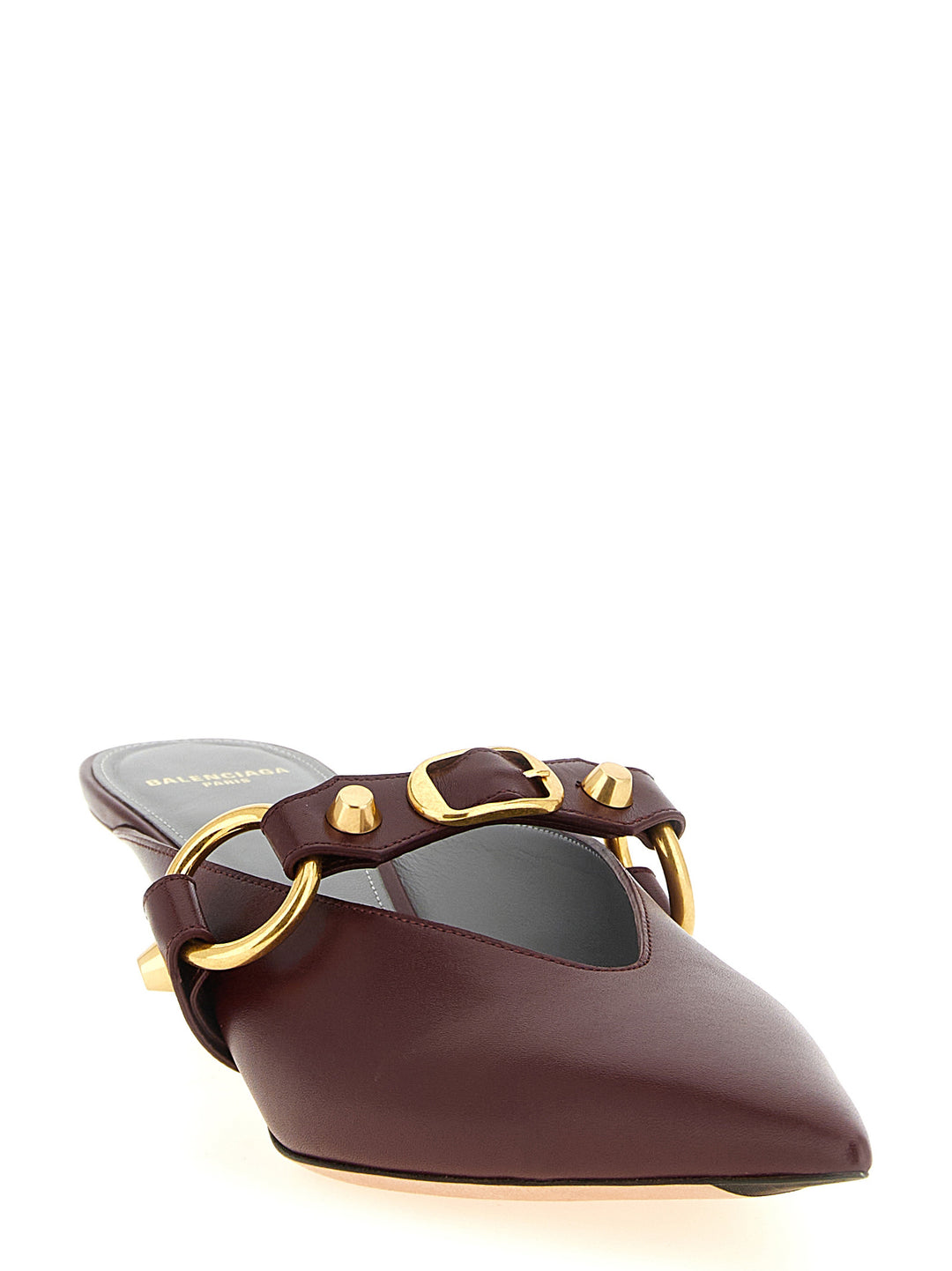 Balenciaga Bordeaux Calfskin Mid Heel Pumps