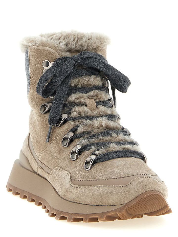 Brunello Cucinelli Beige Calfskin Ankle Boots