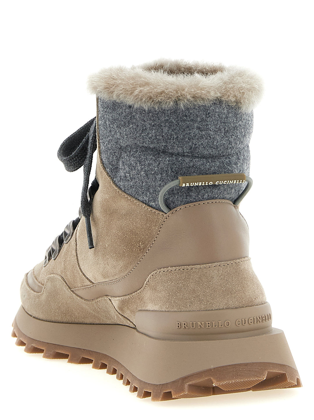 Brunello Cucinelli Beige Calfskin Ankle Boots