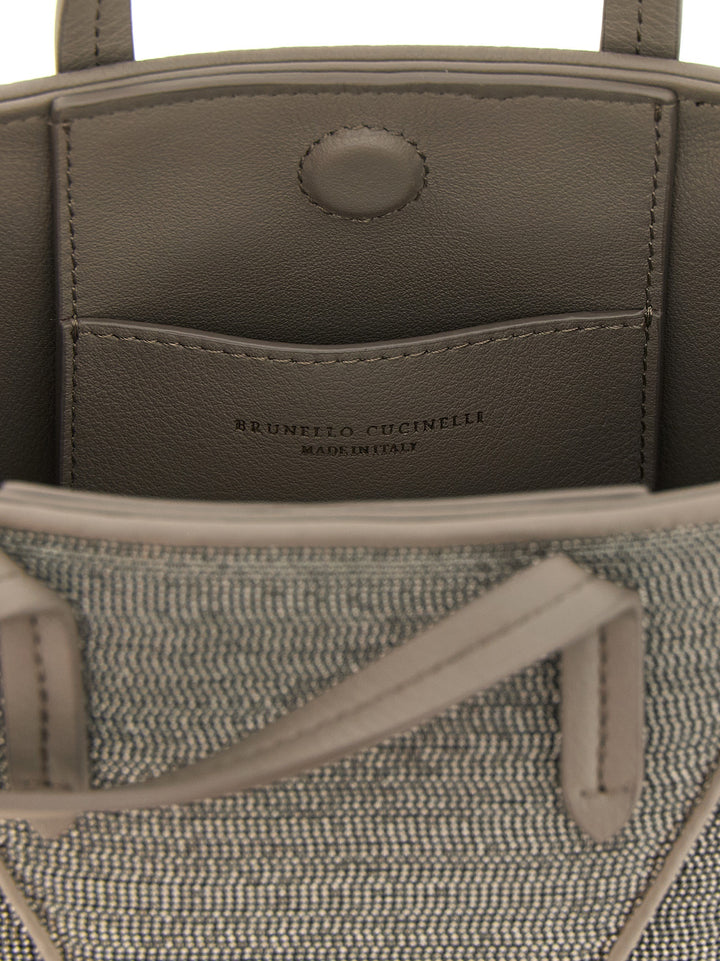 Brunello Cucinelli Gray Calfskin Handbag