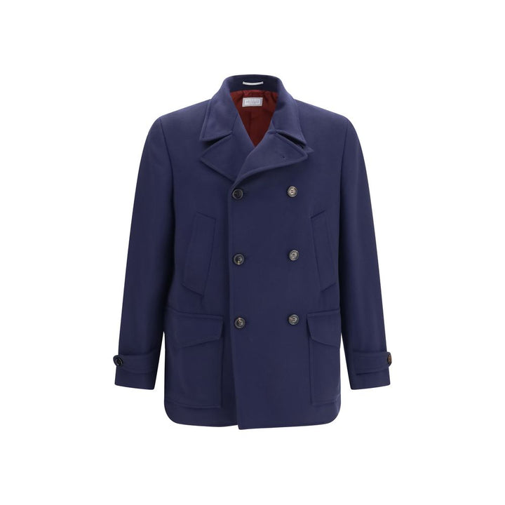 Brunello Cucinelli Blue Wool Oves Aries Coat