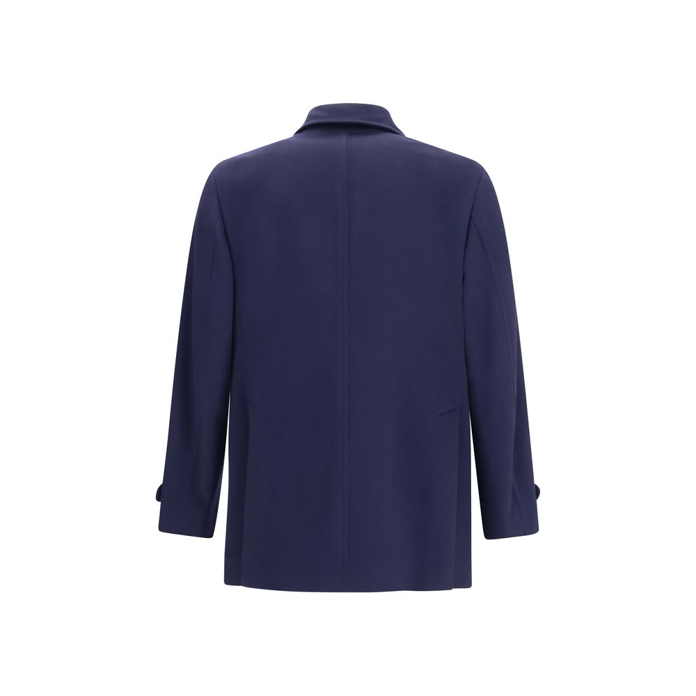 Brunello Cucinelli Blue Wool Oves Aries Coat