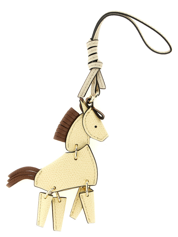 Furla Beige Leather Keychain