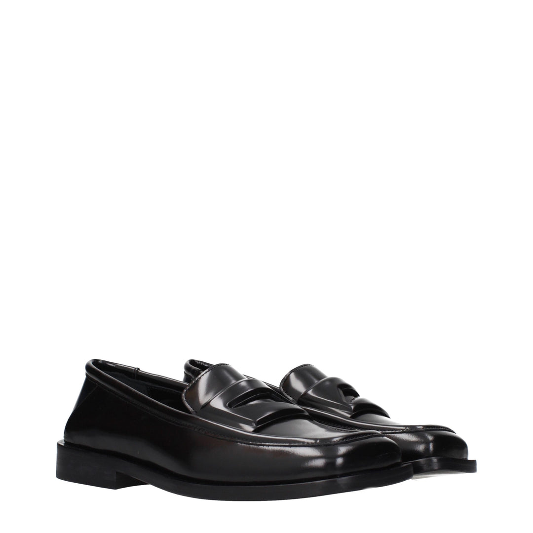 The Attico Black Leather Slip-On Loafers