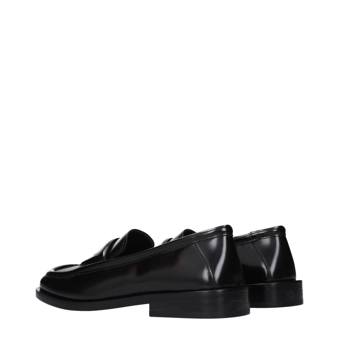 The Attico Black Leather Slip-On Loafers
