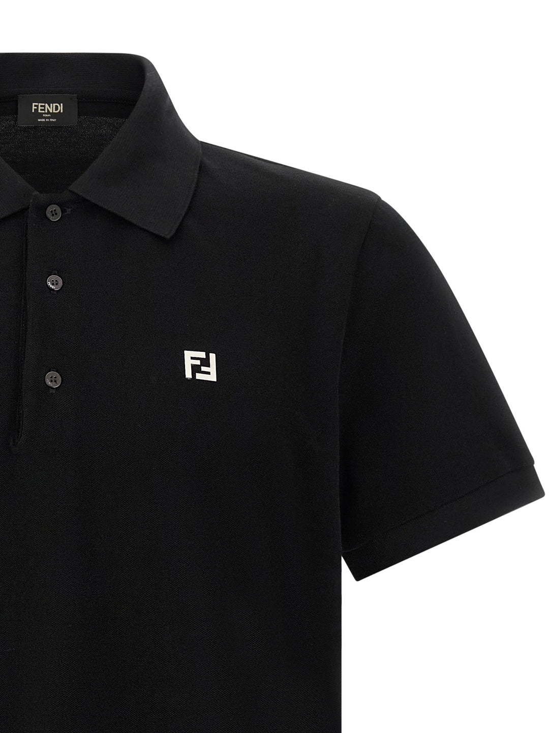 Fendi Black Cotton Polo Shirt