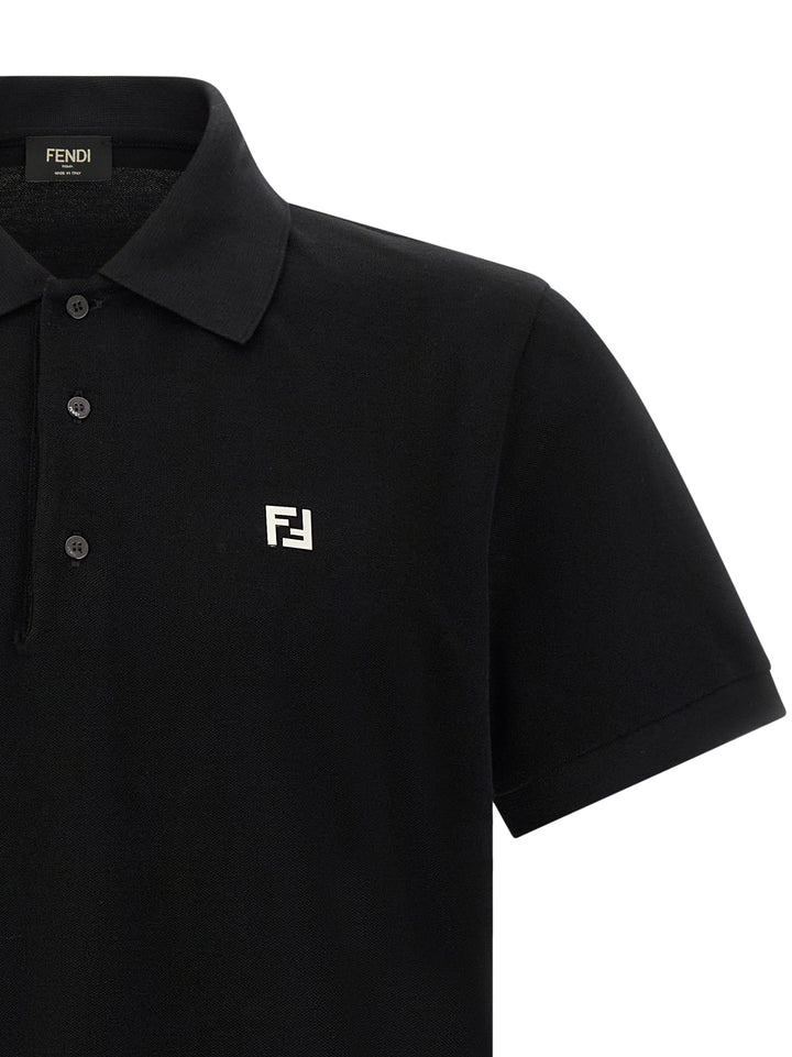 Fendi Black Cotton Polo Shirt