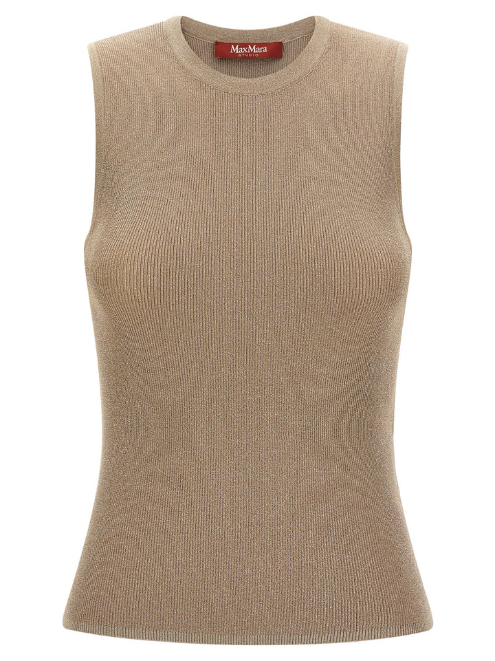 Max Mara Beige Polyamide Sleeveles T-Shirt