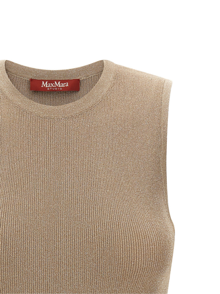 Max Mara Beige Polyamide Sleeveles T-Shirt