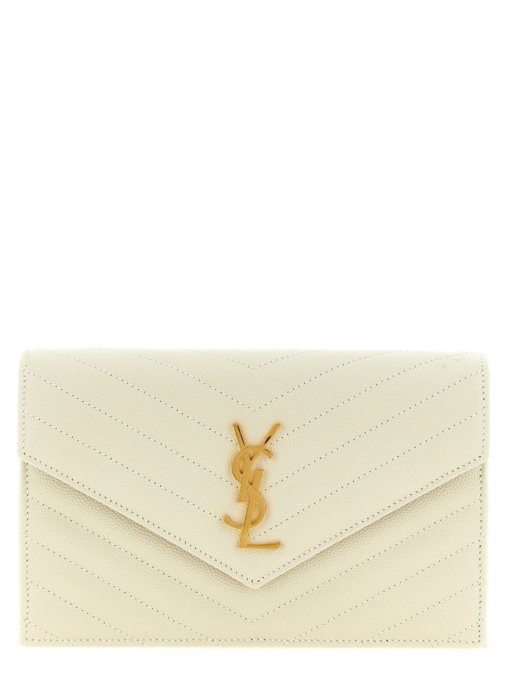 Saint Laurent White Calfskin Clutch Bag