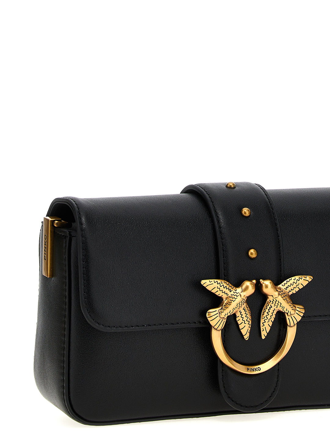 PINKO Black Calfskin Shoulder Bag