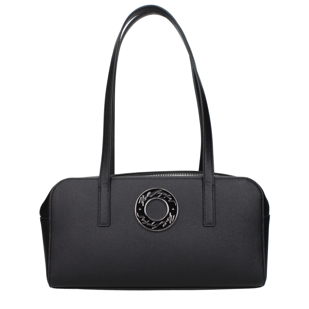 Karl Lagerfeld Black Leather Shoulder Bag