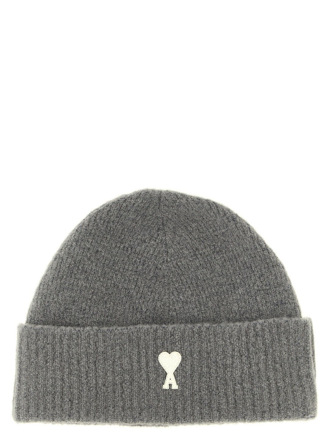 Ami Paris Gray Alpaca Leather Beanie