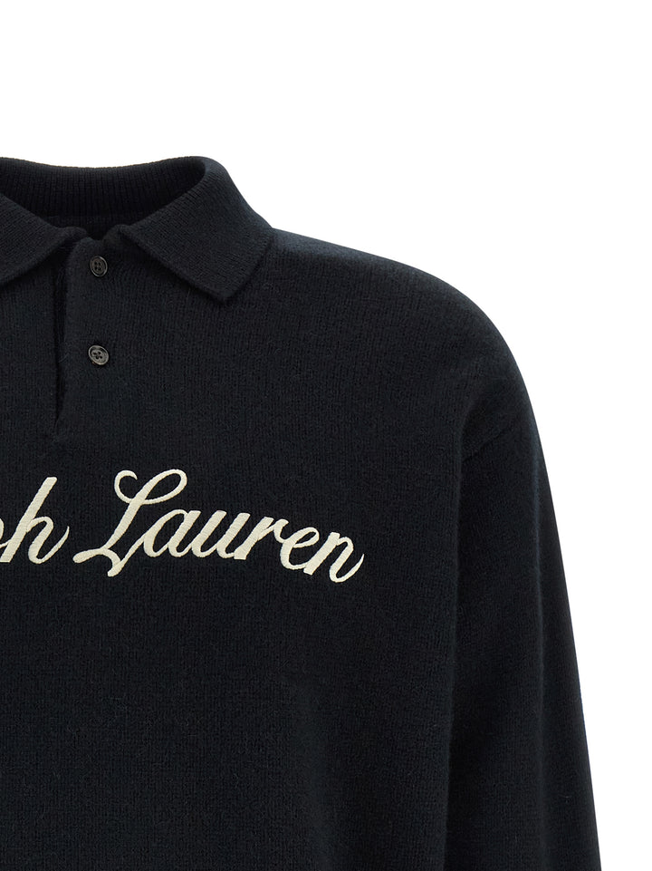Polo Ralph Lauren Black Wool Polo Shirt