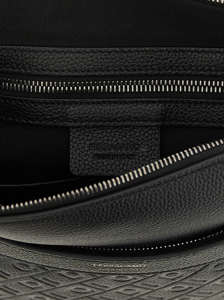 Ferragamo Black Calfskin Crossbody Bag