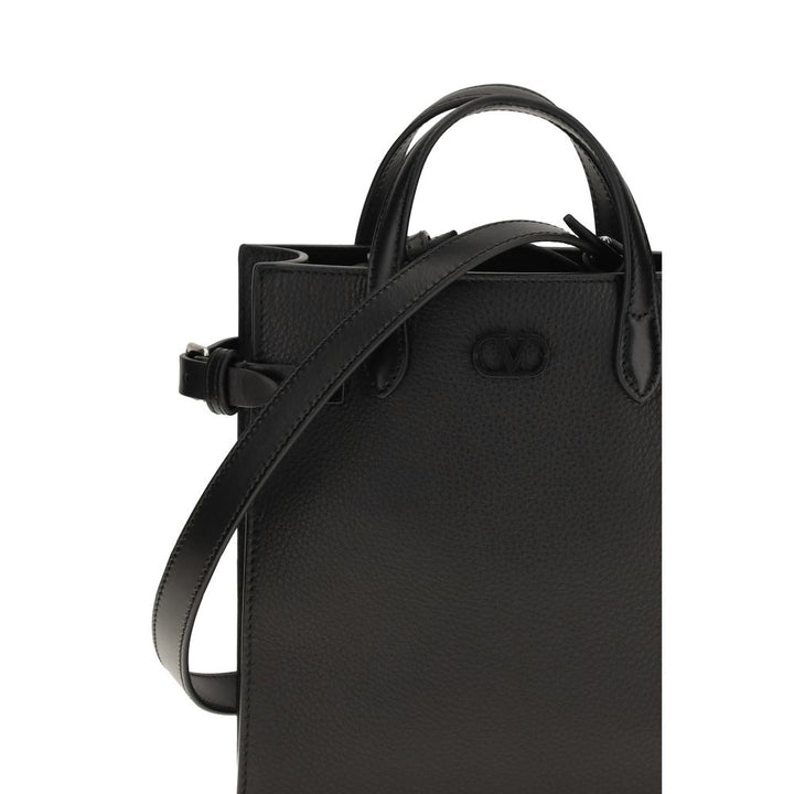 Valentino Garavani Black Calf Leather Bos Taurus Shoulder Bag