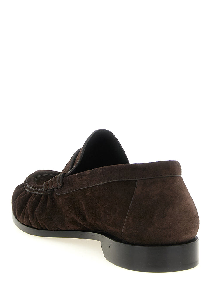 Saint Laurent Brown Calfskin Slip-On Loafers
